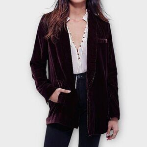 Free People Yesterday's Muse Velvet Blazer Aubergine